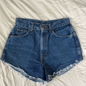 Chic Blue Jean Shorts with Frayed Hem